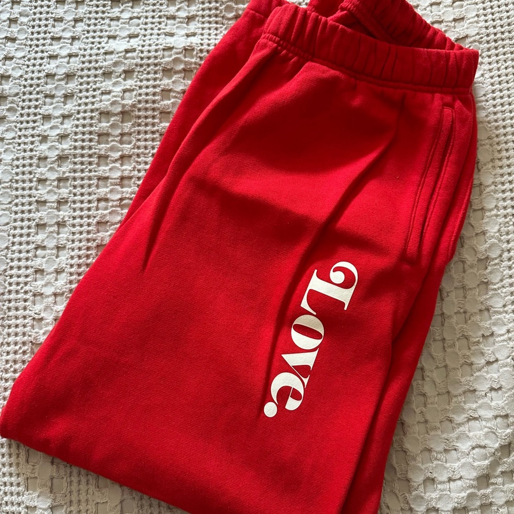 Universal Thread Red Sweatpants with 'Love' Graphic